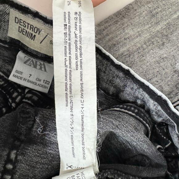 Zara Gray Distressed Skinny Jeans Destroy Denim Size 7 - Picture 6 of 6